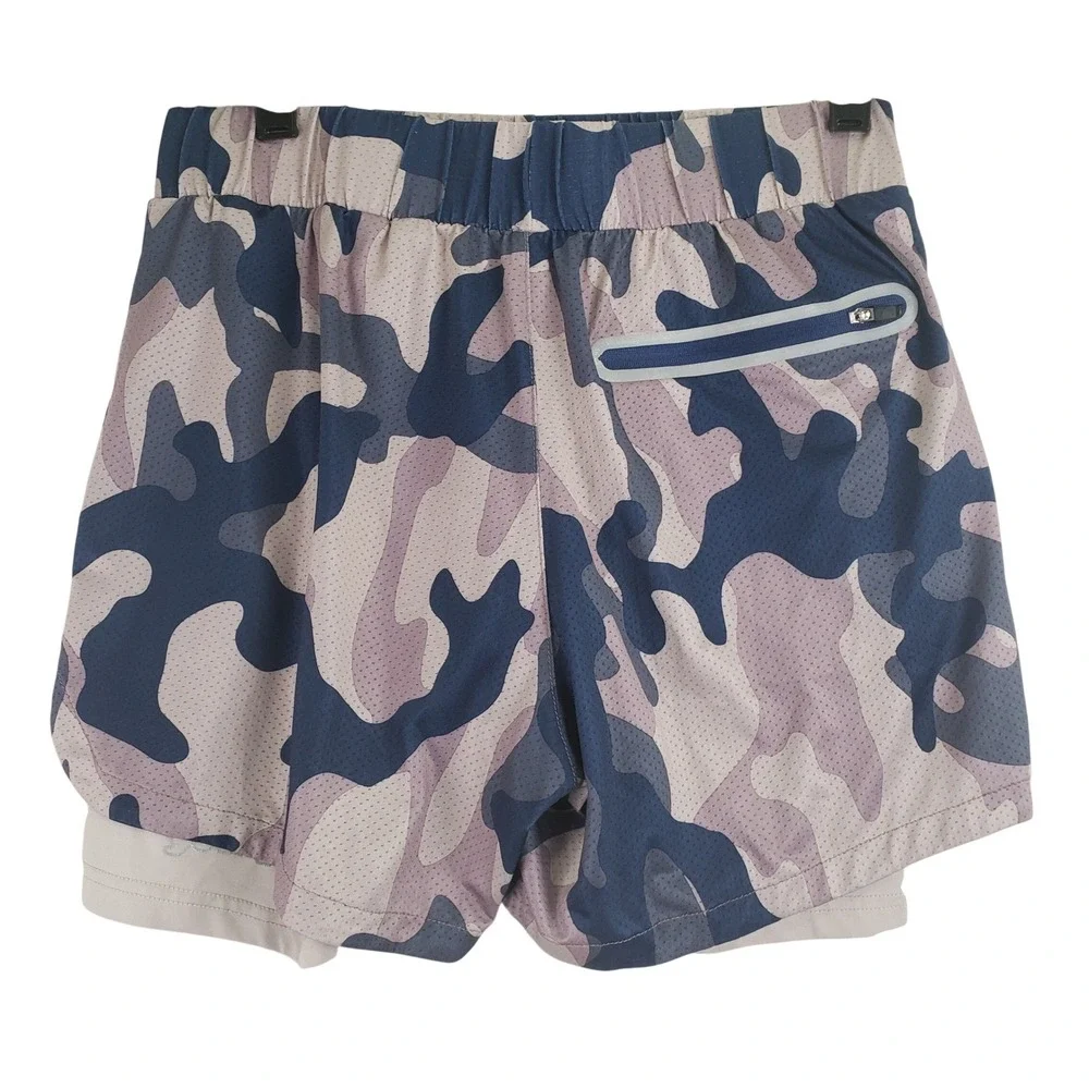 YoungLA 2-in-1 Training Shorts Mens M Blue Camo Gym Fitness Activewear